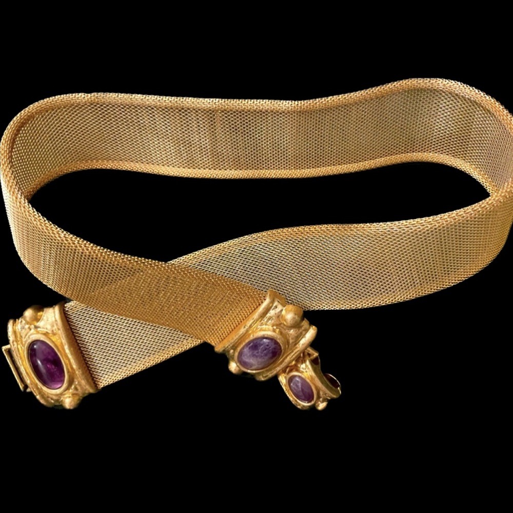 Zara Purple Stone Gold Mesh metal Belt 31”
